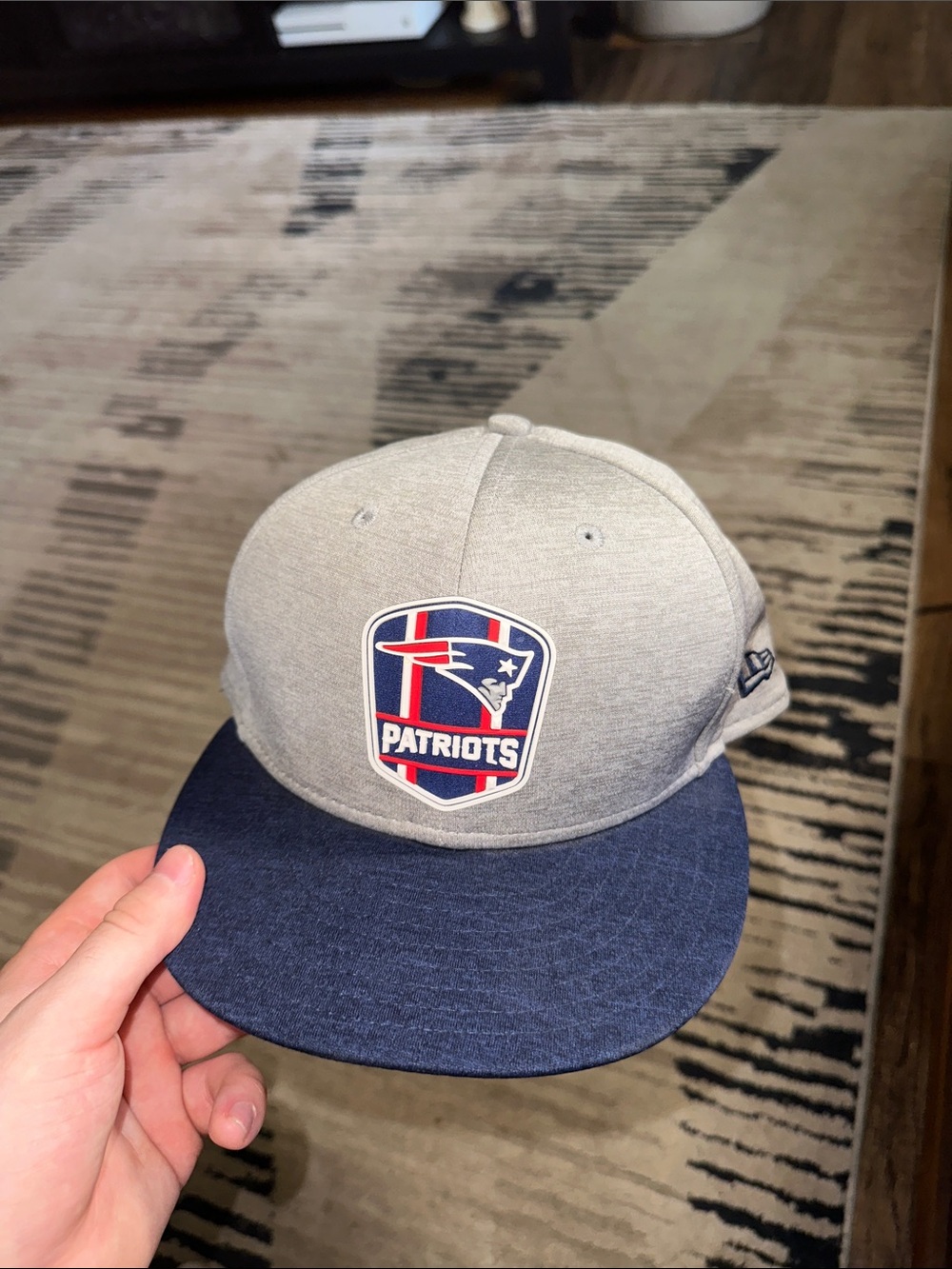 New England Patriots Hat Cap Fitted 7 1/2 New Era Gray NFL Football Adult Men
